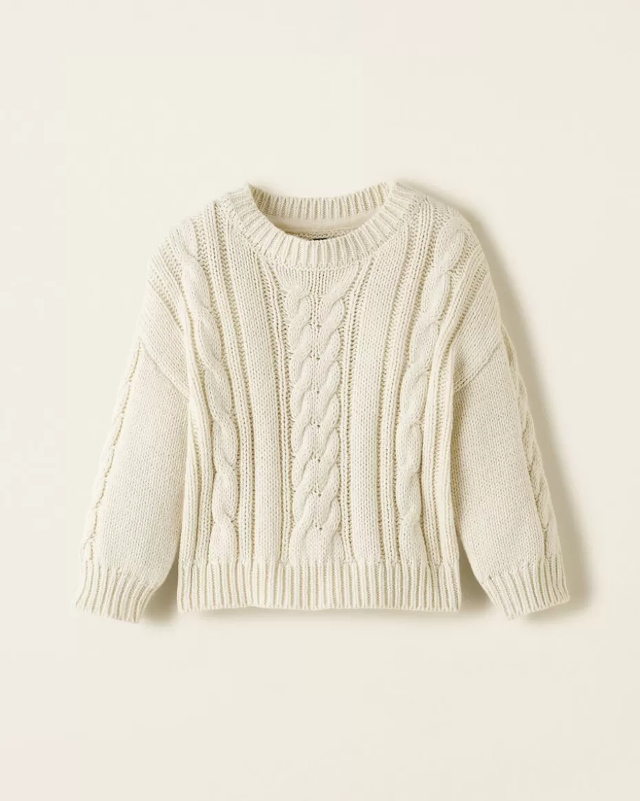 Best Roots Baby Cable Crew Sweater BIRCH WHITE