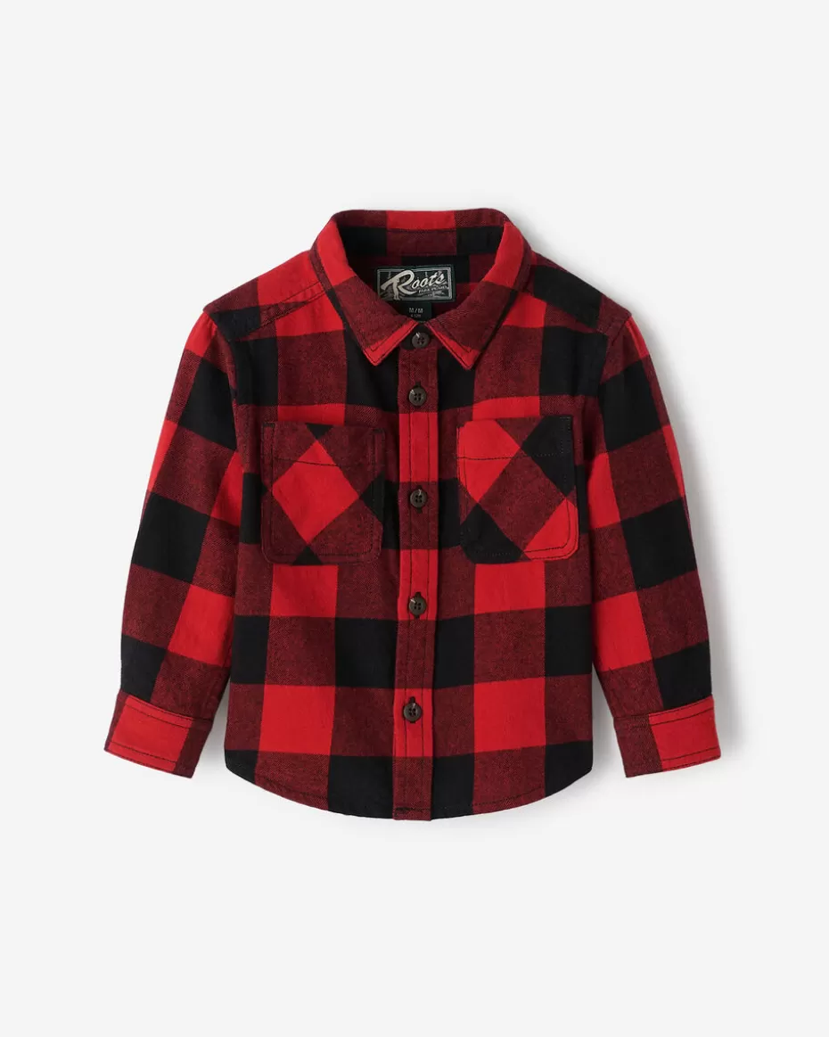 Discount Roots Baby Park Plaid Shirt CABIN RED