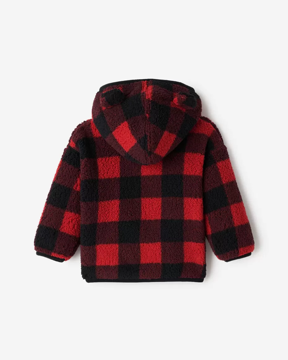 Online Roots Baby Shearling Fleece Zip Hoodie CABIN RED