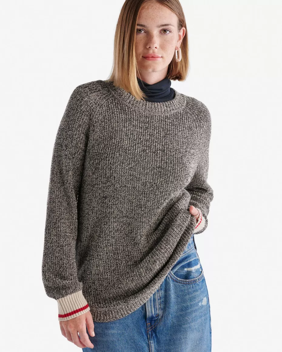 Shop Roots Cabin Shaker Crew Sweater GREY OAT MIX