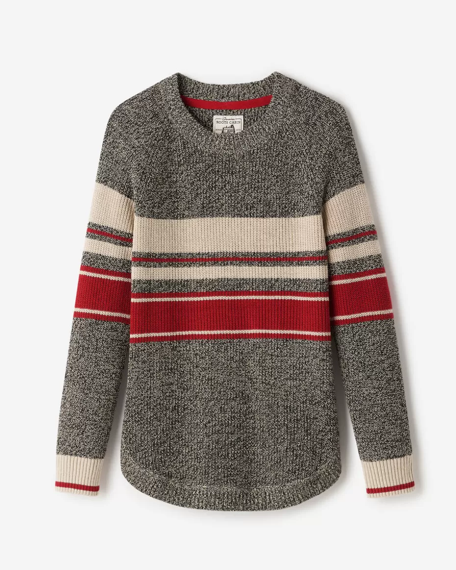 Outlet Roots Cabin Stripe Shaker Crew Sweater