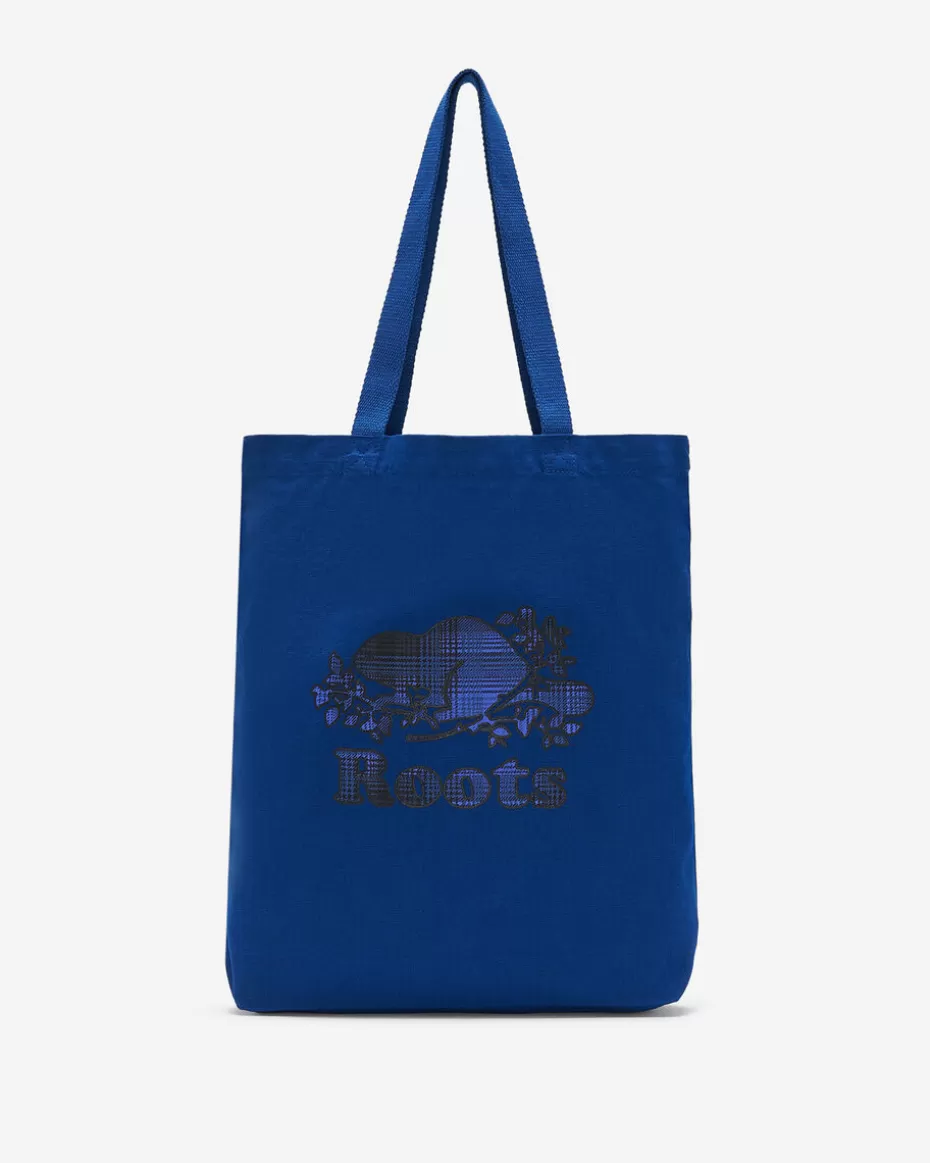 Outlet Roots Cooper Plaid Tote BLUE QUARTZ