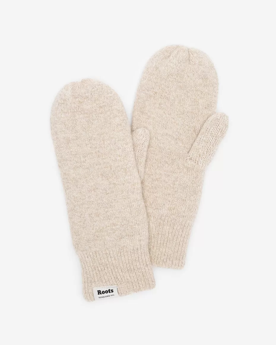 Outlet Roots Cozy Knit Mitten SNOWDRIFT WHITE MIX