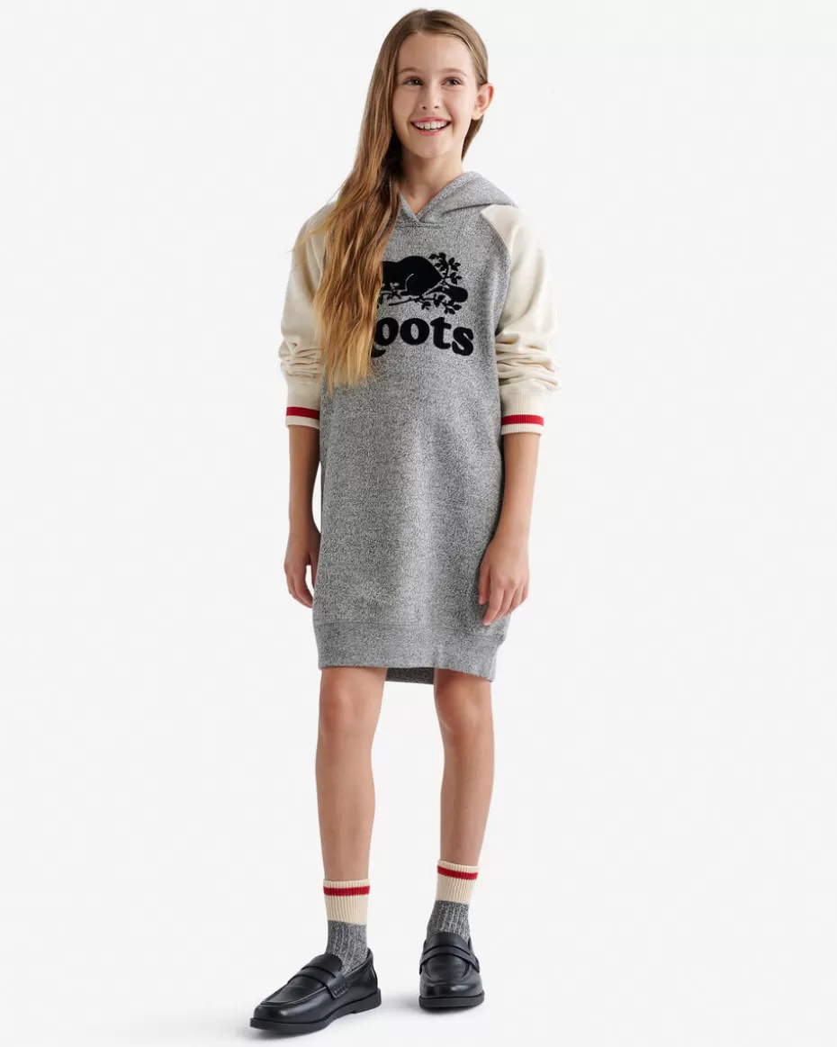 Outlet Roots Girls Cabin Hoodie Dress GREY OAT PEPPER