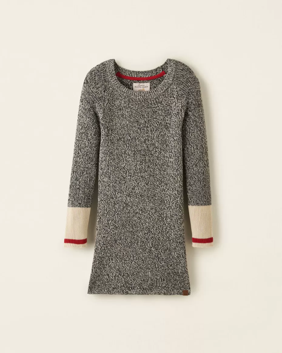 Discount Roots Girls Cabin Knit Dress GREY OAT MIX