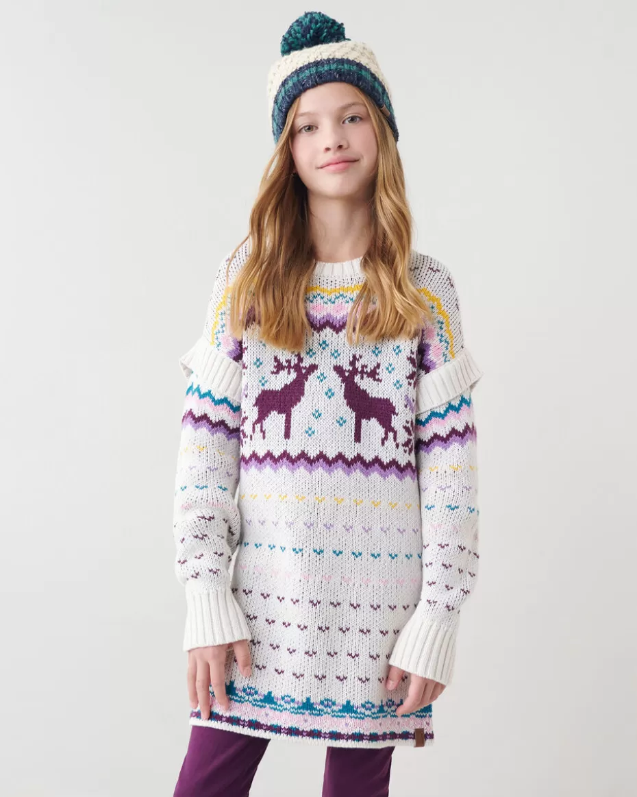 Online Roots Girls Fair Isle Sweater Dress WHITE MIX