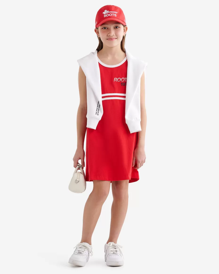 Online Roots Girls Northern Athletics Tank Dress JAM RED