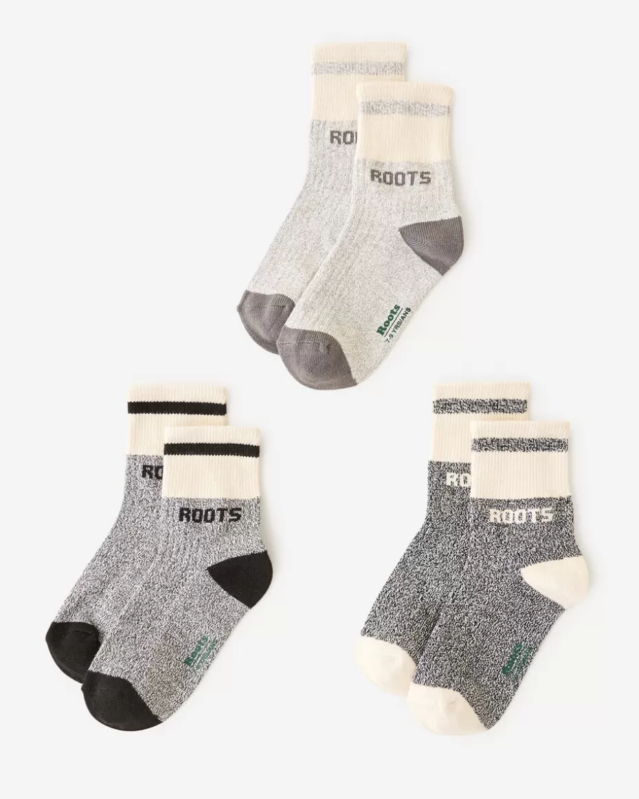 Discount Roots Kid Cooper Pepper Sock 3 Pack SALT & PEPPER