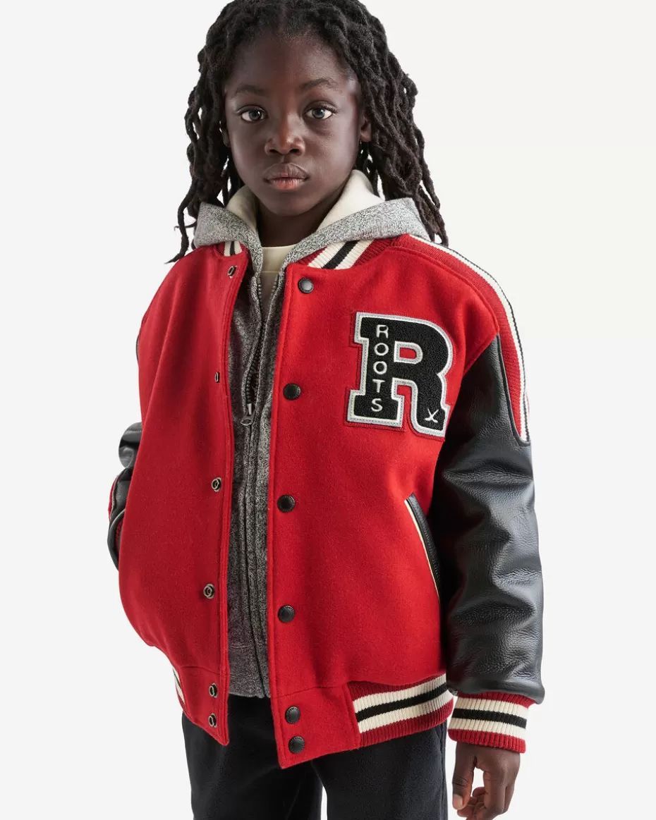 Store Roots Kids Hockey Varsity Jacket CARDINAL RED