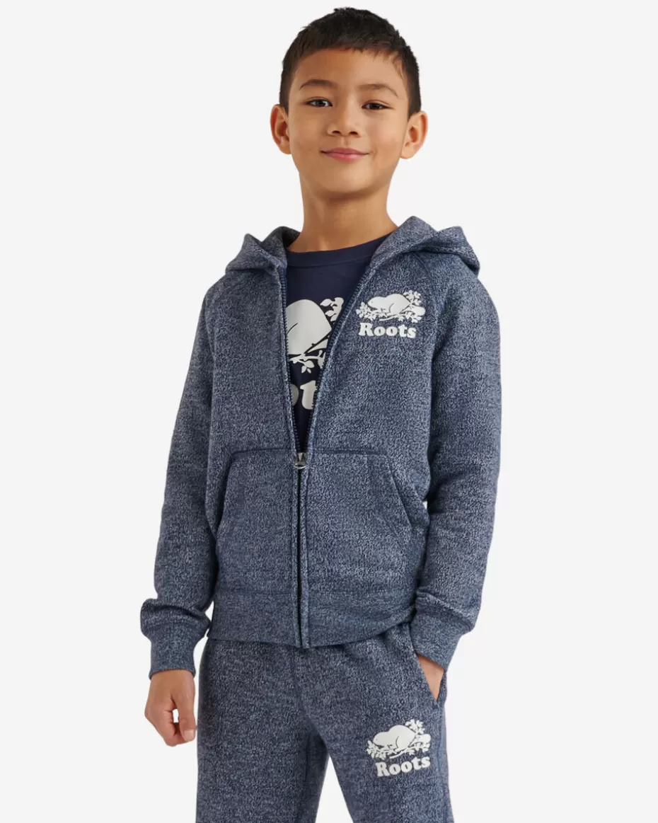 Clearance Roots Kids Organic Original Full Zip Hoodie NAVY BLAZER PEPPER