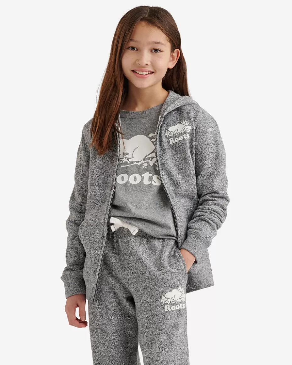 Sale Roots Kids Organic Original Full Zip Hoodie SALT & PEPPER