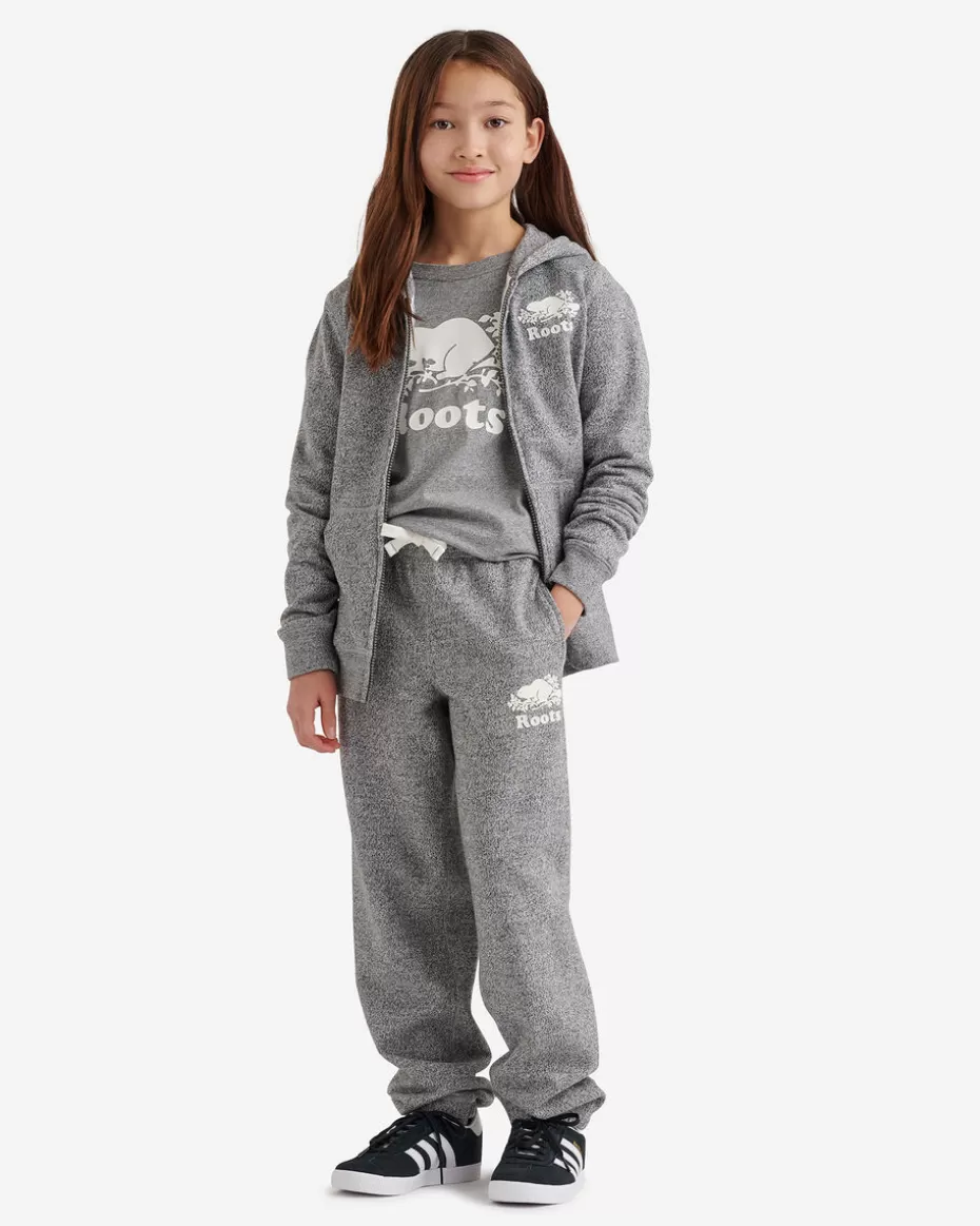 Sale Roots Kids Organic Original Full Zip Hoodie SALT & PEPPER