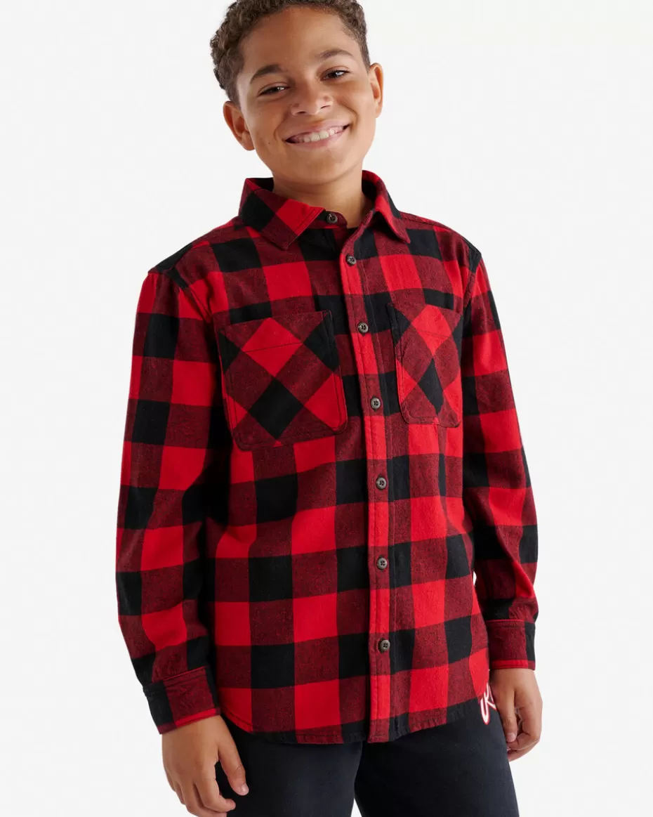 Clearance Roots Kids Park Plaid Shirt CABIN RED