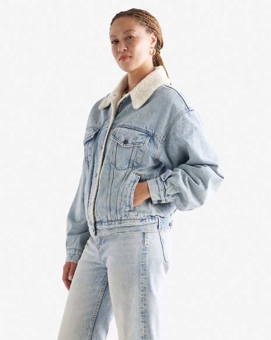 Cheap Roots Levi's 90s Sherpa Trucker Jacket LIGHT BLUE