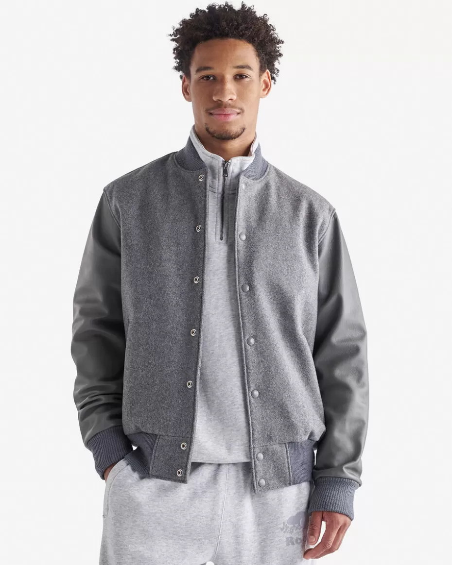 Cheap Roots Mens Classic Varsity Jacket GREY MIX