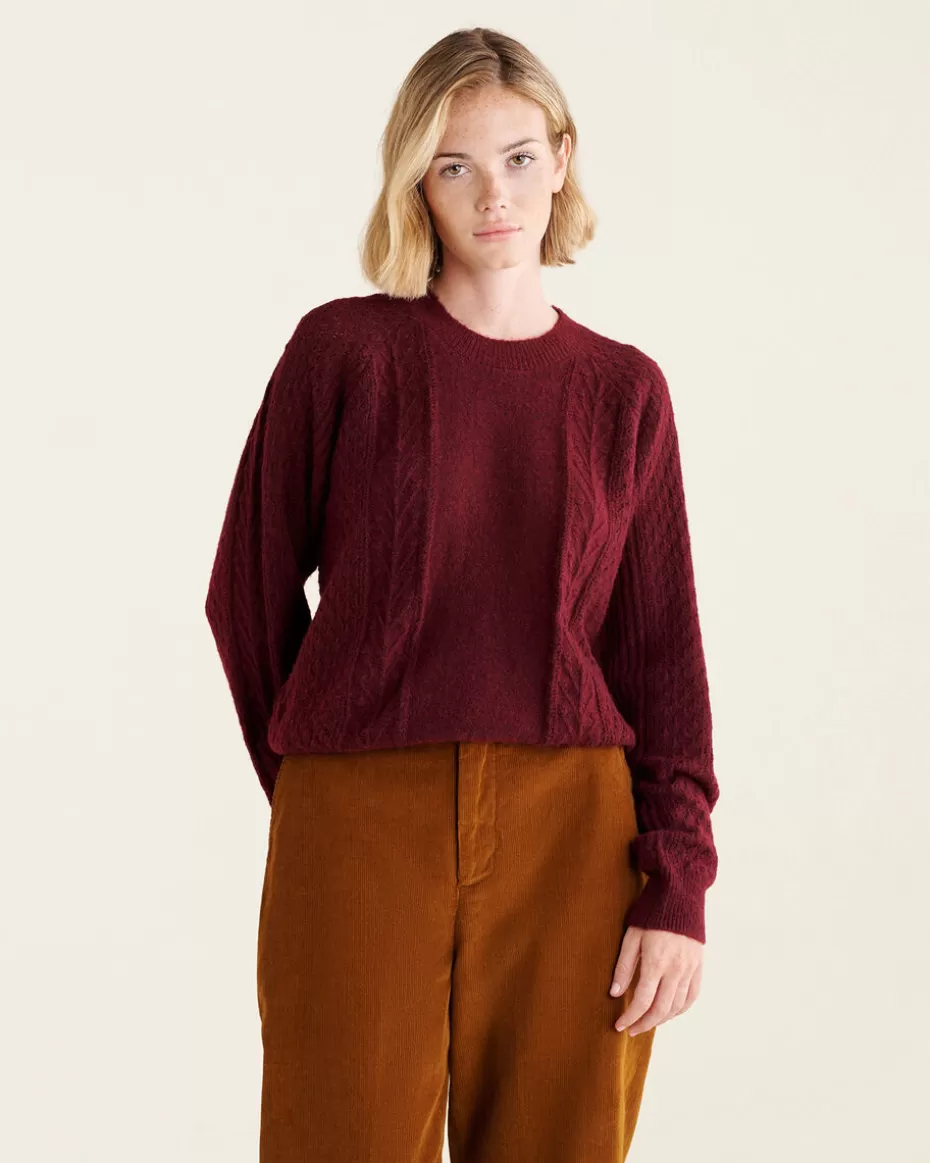 Store Roots Merrick Pointelle Sweater WINDSOR WINE