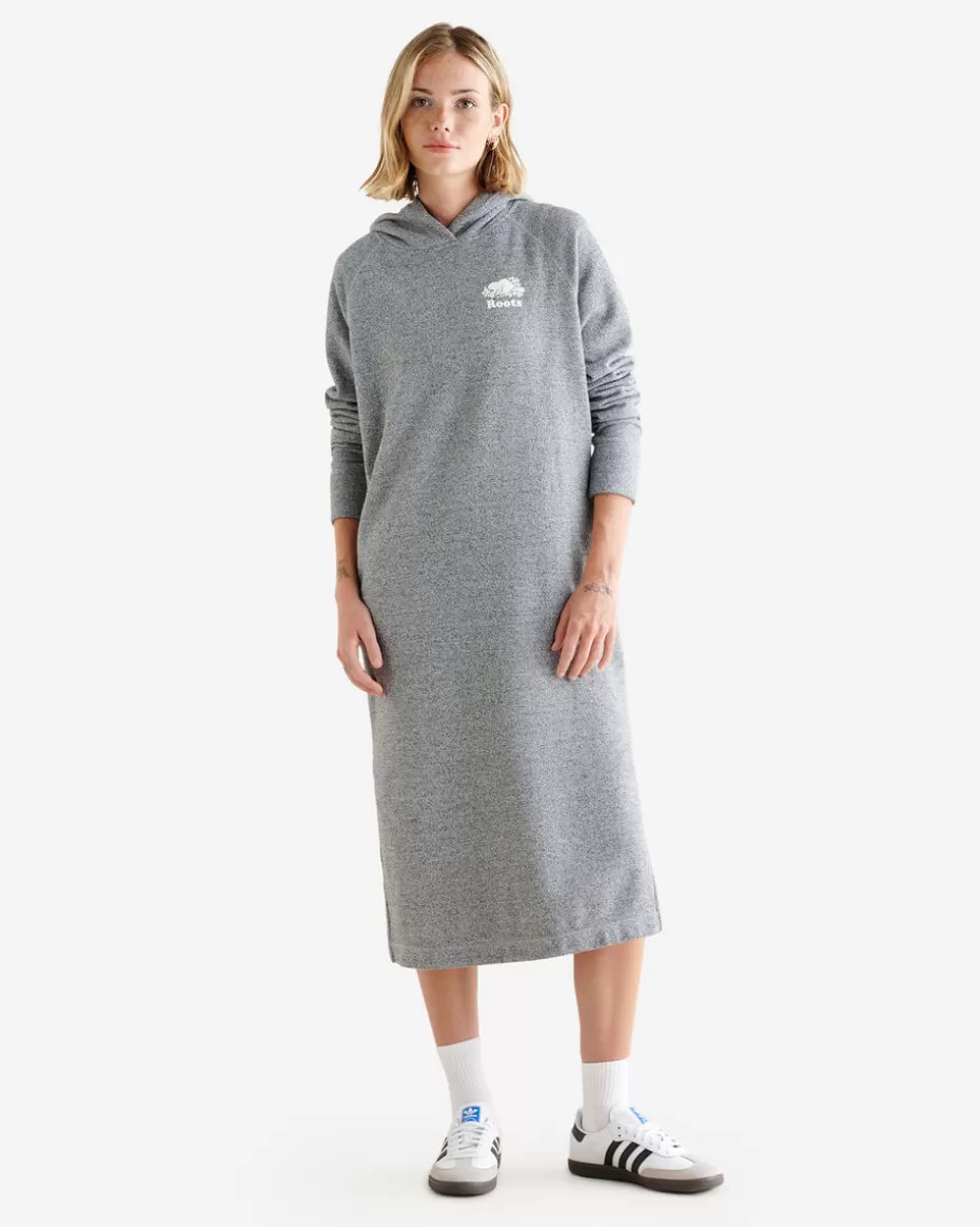 Cheap Roots Organic Cooper Hoodie Midi Dress SALT & PEPPER