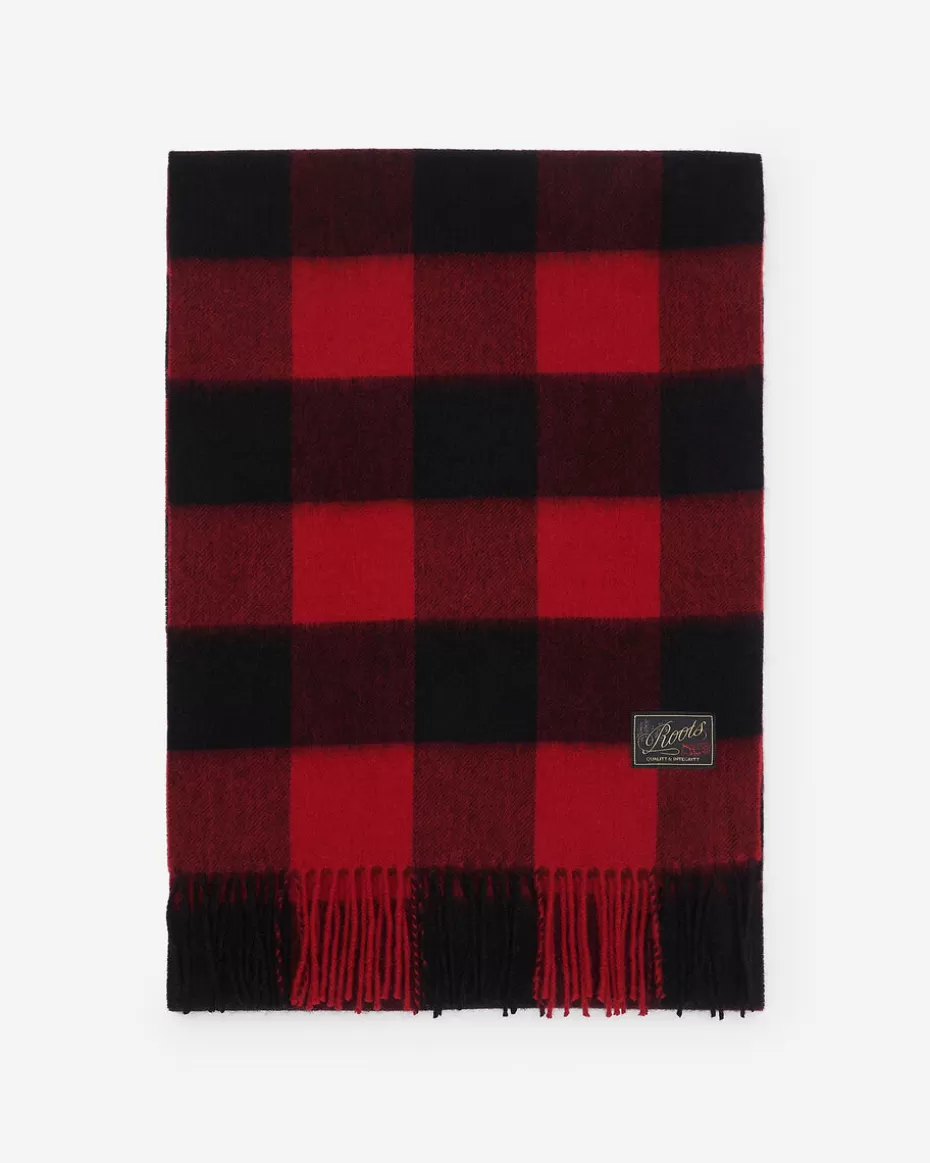 Cheap Roots Plaid Wool Scarf CABIN RED MIX