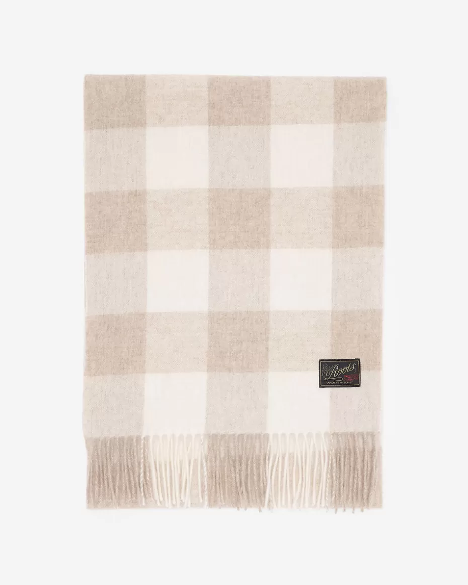 Shop Roots Plaid Wool Scarf FLAXSEED MIX