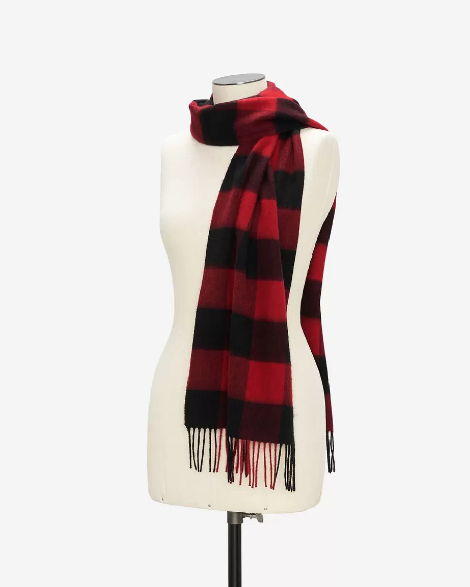 Cheap Roots Plaid Wool Scarf CABIN RED MIX