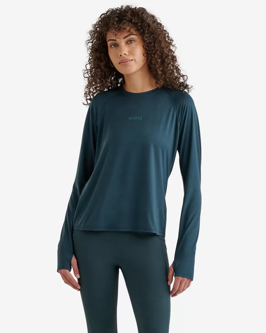 Flash Sale Roots Practice Peace Renew Long Sleeve Top FOREST TEAL