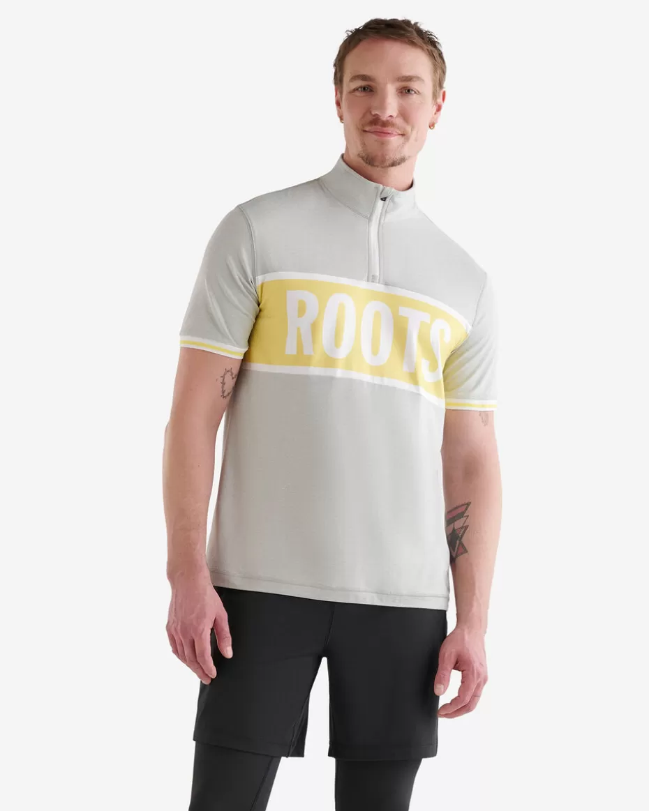 New Roots Renew Short Sleeve Half Zip Stein GREY PEPPER