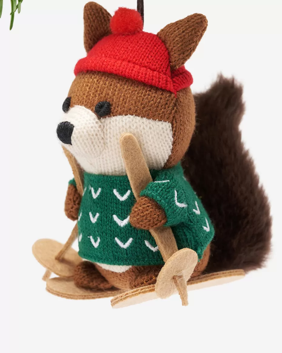 Store Roots Skiing Squirrel Ornament MULTI