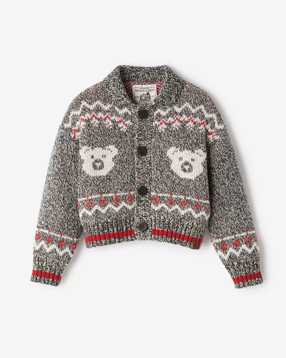 Shop Roots Toddler Cabin Fair Isle Cardigan GREY OAT MIX