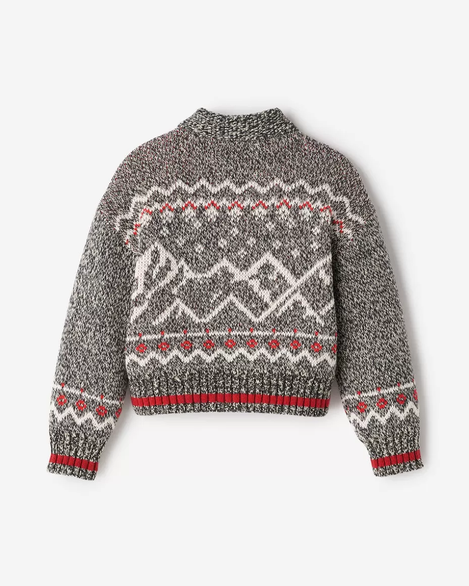 Shop Roots Toddler Cabin Fair Isle Cardigan GREY OAT MIX