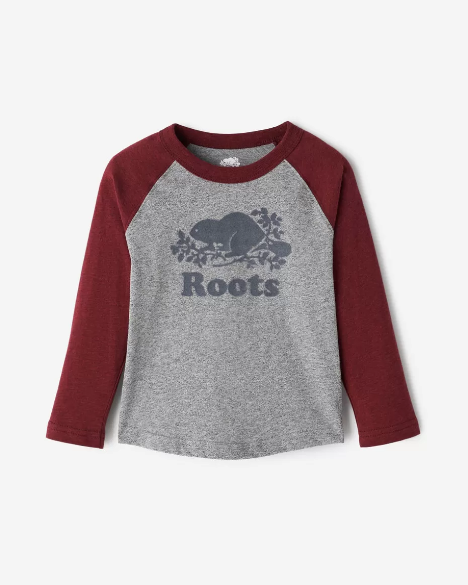 New Roots Toddler Organic Cooper Baseball T-Shirt CHERRY COLA PEPPER