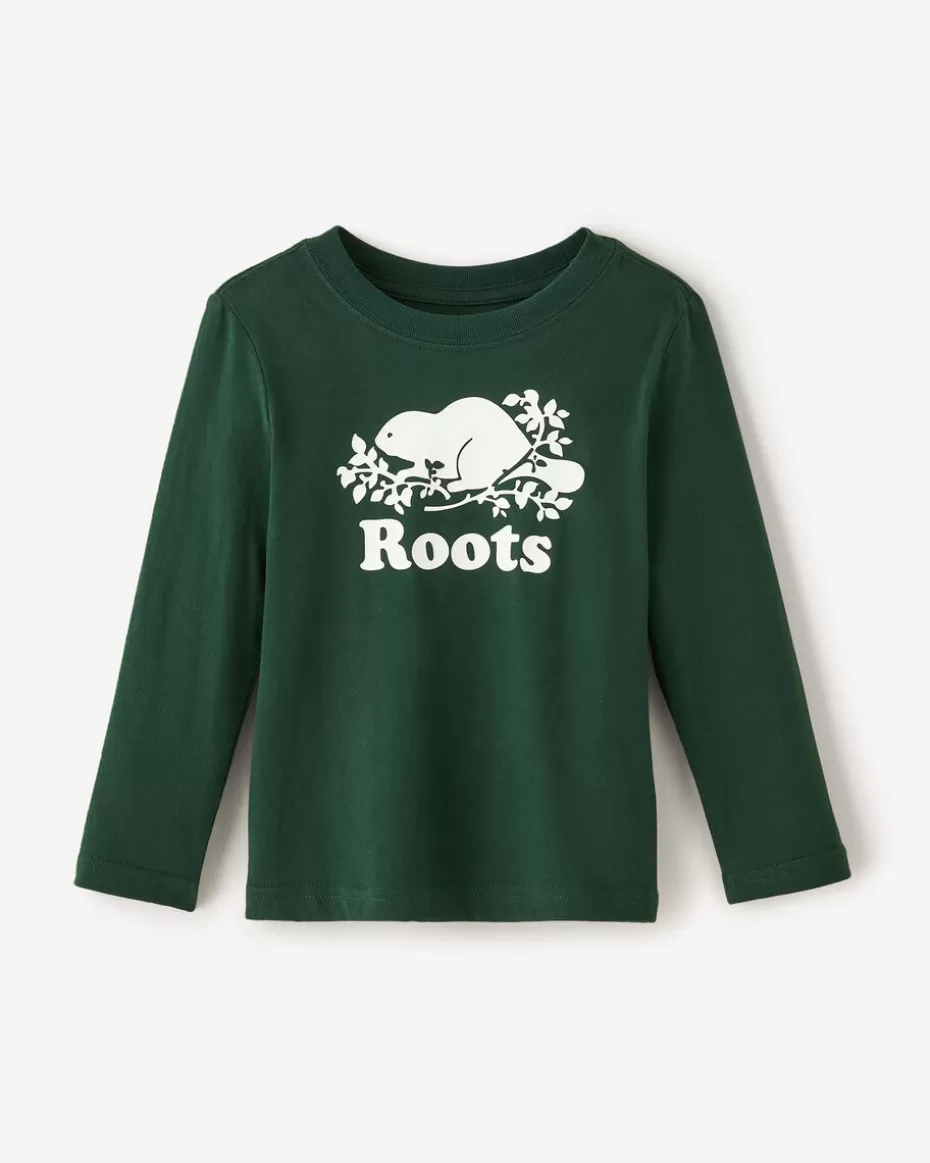 Outlet Roots Toddler Organic Original Cooper Beaver T-Shirt VARSITY GREEN