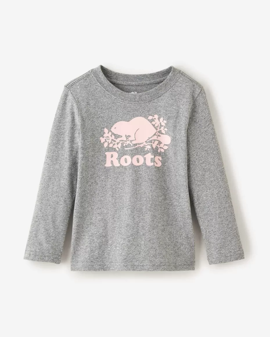 Discount Roots Toddler Organic Original Cooper Beaver T-Shirt SALT & PEPPER