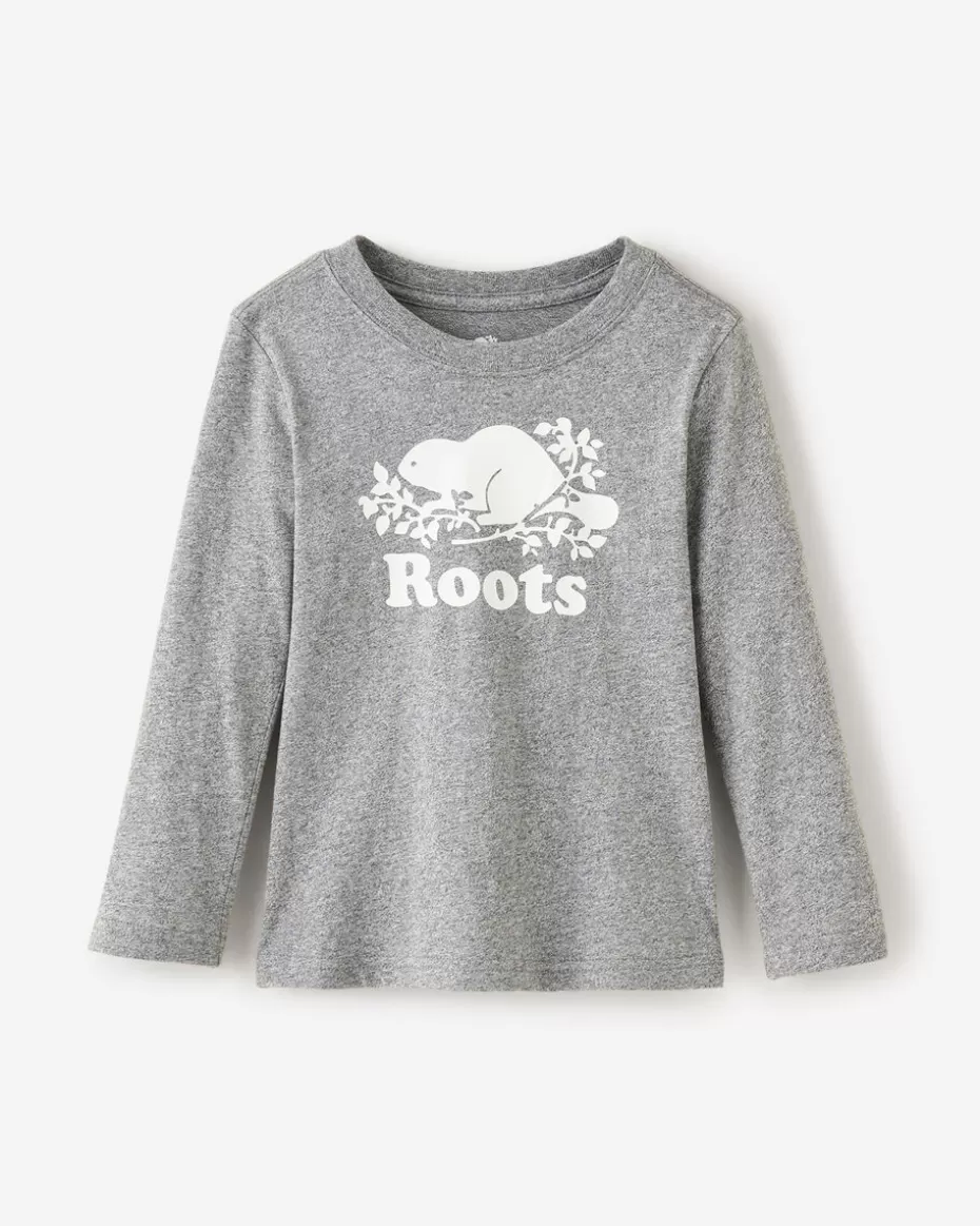 Sale Roots Toddler Organic Original Cooper Beaver T-Shirt SALT & PEPPER