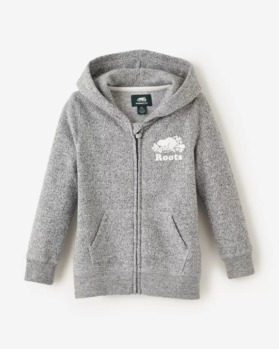 Clearance Roots Toddler Organic Original Full Zip Hoodie SALT & PEPPER