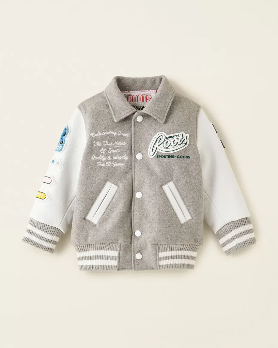 Best Roots Toddler Sporting Goods Varsity Jacket GREY