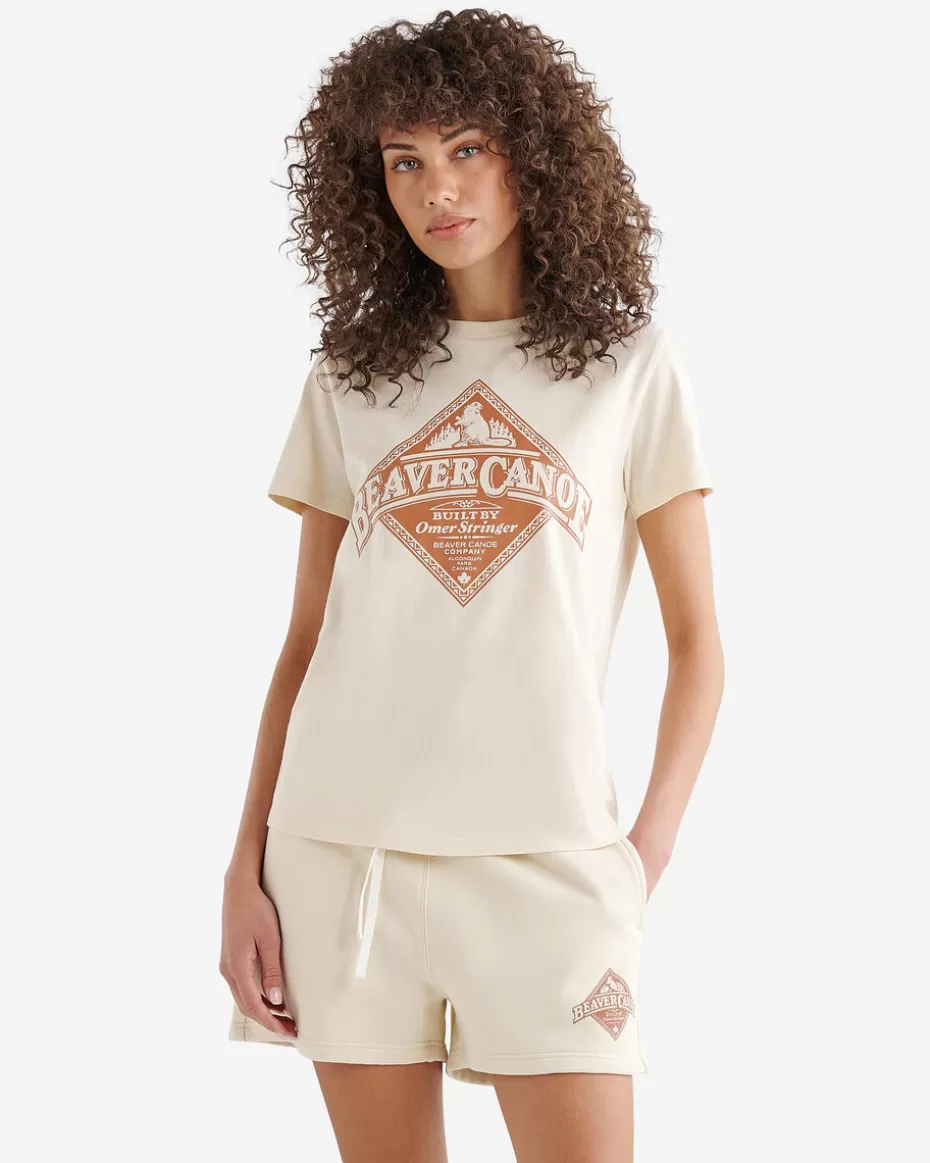 Store Roots Womens Beaver Canoe T-shirt ALMOND MILK