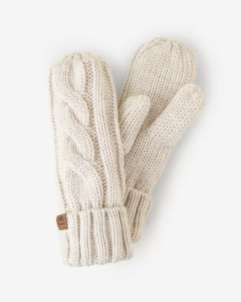 Clearance Roots Womens Olivia Cable Mitten OATMEAL MIX