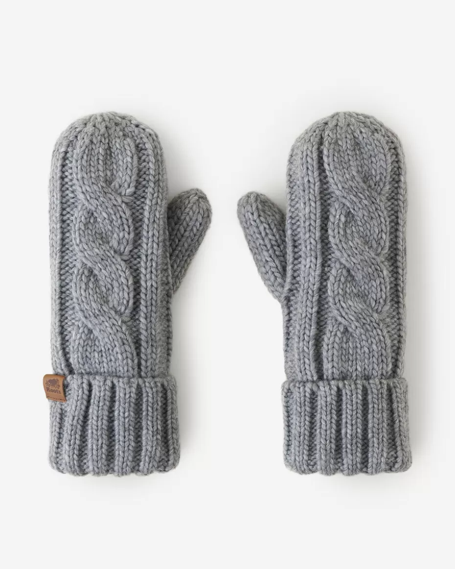 Shop Roots Womens Olivia Cable Mitten MEDIUM GREY MIX