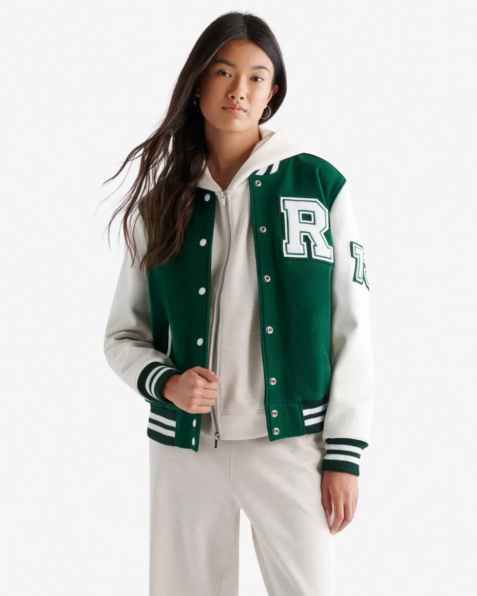 Cheap Roots Womens Vintage Varsity Jacket PARK GREEN